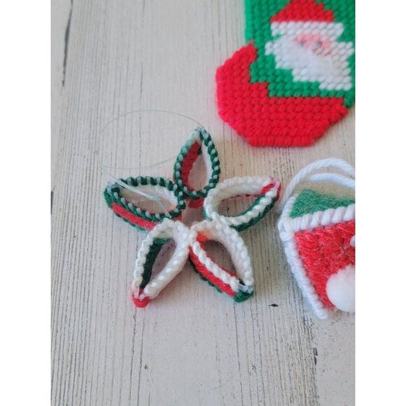 Crochet Santa stocking ornament face star flower set Xmas - Picture 2 of 11